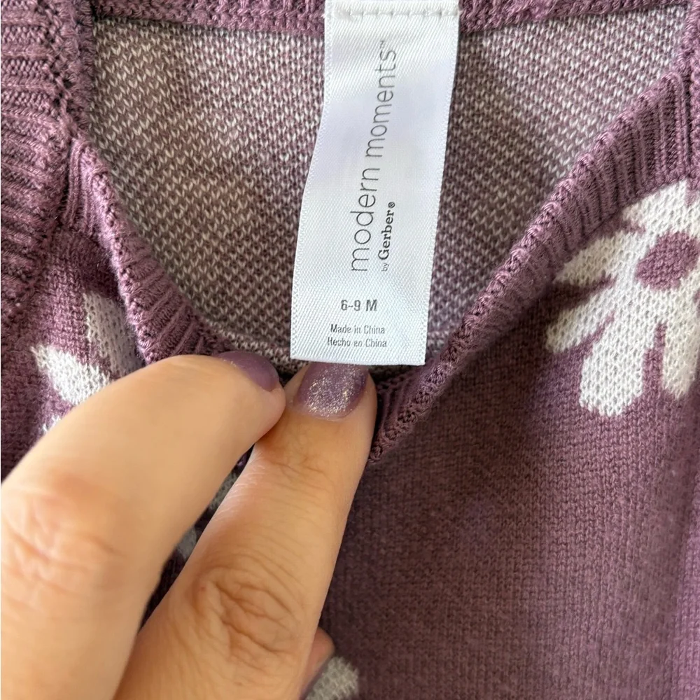 Purple Floral Knit Baby Romper - Picture 2 of 2
